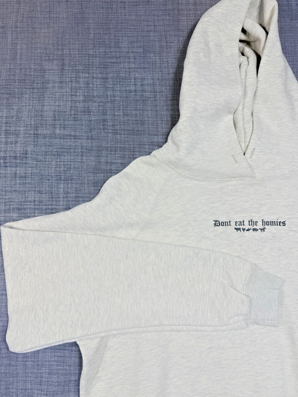 Dont Eat The Homies Ransom Note Graphic Hoodie Oatmeal Heather Gray NWT XL